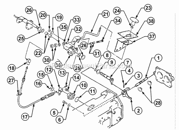 T/M Control - Shuttle Rail & Fork Diagram and Parts List for 54A-458D100, 590-603-100 Cub Cadet Lawn Tractor